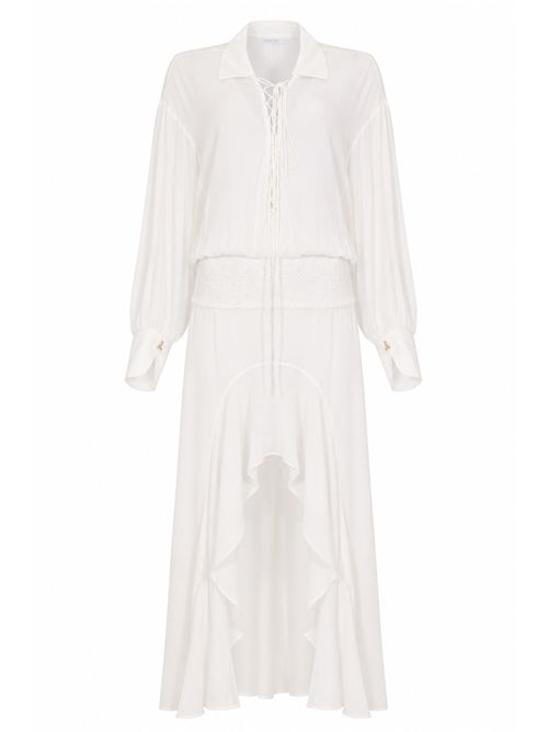 Abito lungo in georgette con dettaglio pizzo Patrizia Pepe | 2A3063 A776W146